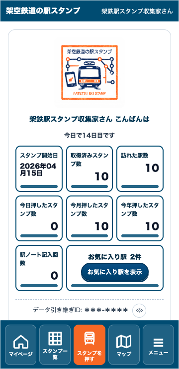 マイページの画面見本